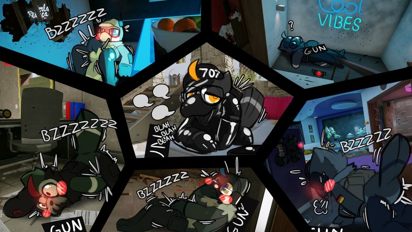 anthro beak black_body black_clothing blush cellphone clothed clothing electronics feathers gas_mask glistening green_body headgear headphones headset mask orange_eyes phone question_mark sex_toy speech_bubble text vibrator visor sexotheque rainbow_six rainbow_six:_siege tom_clancy's_(series) ubisoft dokkaebi_(rainbow_six) morsh mute_(rainbow_six) avian bird 16:9 2023 censored digital_drawing_(artwork) digital_media_(artwork) english_text hi_res widescreen