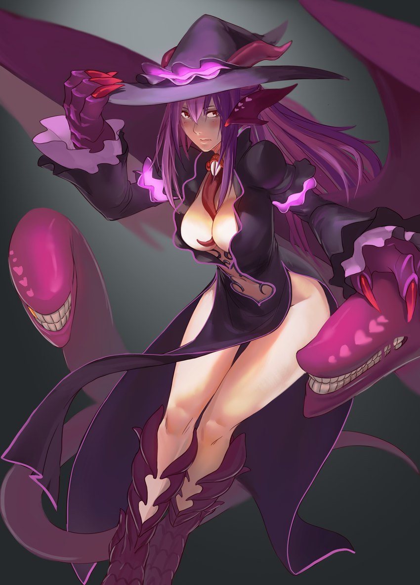 blush breasts clothing female group hair hat headgear headwear heart_symbol long_hair monster_girl_(genre) navel pink_hair red_eyes simple_background trio witch_hat less_(artist) monster_girl_encyclopedia mythology jabberwock_(mge) animal_humanoid demon demon_humanoid dragon dragon_humanoid humanoid jabberwock jabberwocky mythological_creature mythological_scalie scalie 2017 absurd_res hi_res