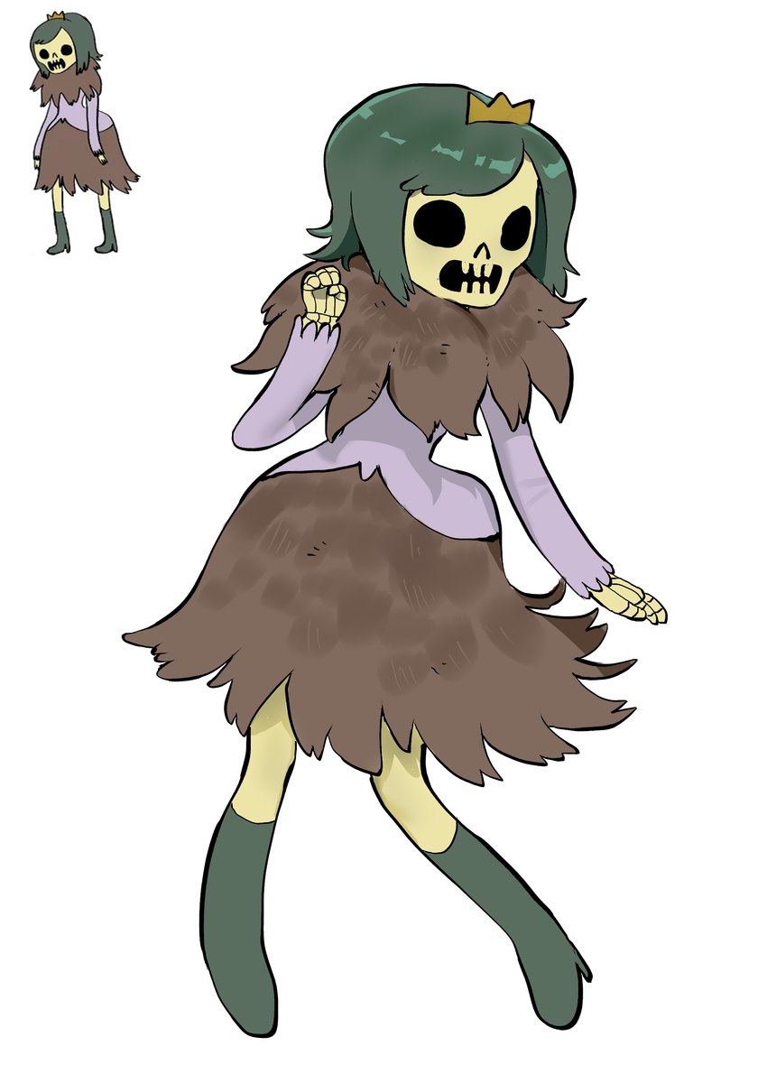 bone bottomwear clothed clothing crown dress female fingers headgear not_furry reference_image skeleton skirt solo bnm6517 adventure_time cartoon_network skeleton_princess animated_skeleton humanoid undead 2023 absurd_res digital_media_(artwork) hi_res