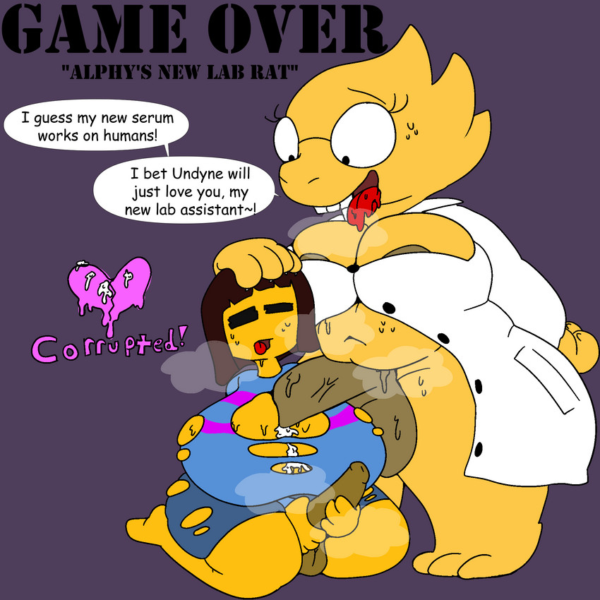 alphys and frisk (undertale (series) and etc) created by pancookie