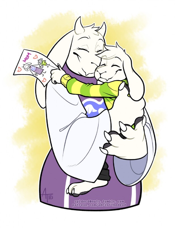 asriel dreemurr and toriel (undertale (series) and etc) created by spiderd0nuts
