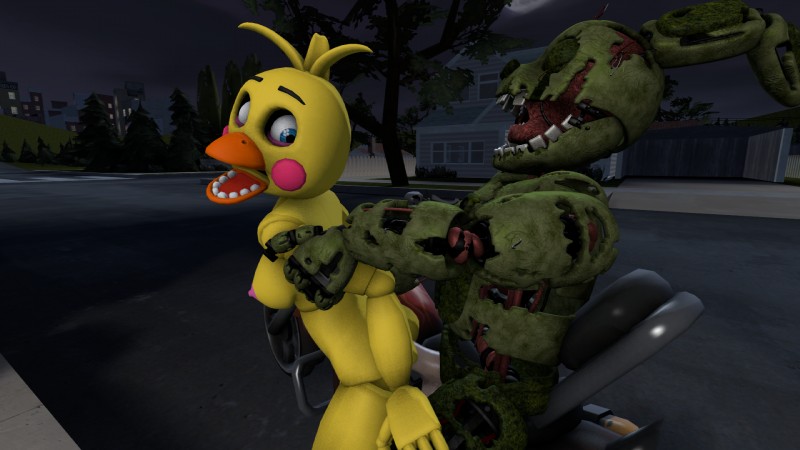 springtrap and toy chica (five nights at freddy's 2 and etc) created by unknown artist
