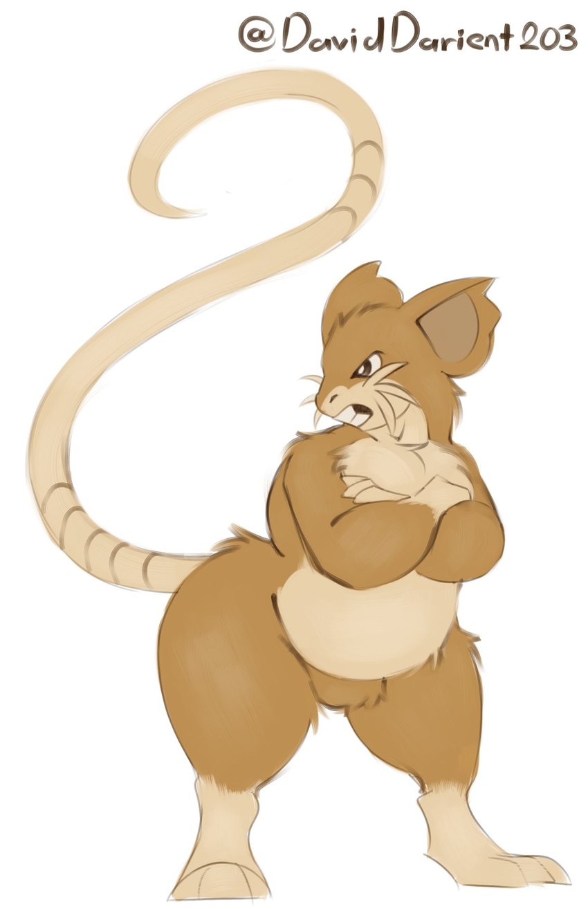 anthro brown_body brown_eyes crossed_arms long_tail looking_away male multicolored_body solo tail tan_tail tan_whiskers teeth thick_thighs two_tone_body whiskers daviddarient203 nintendo pokemon generation_1_pokemon mammal murid murine pokemon_(species) raticate rodent hi_res