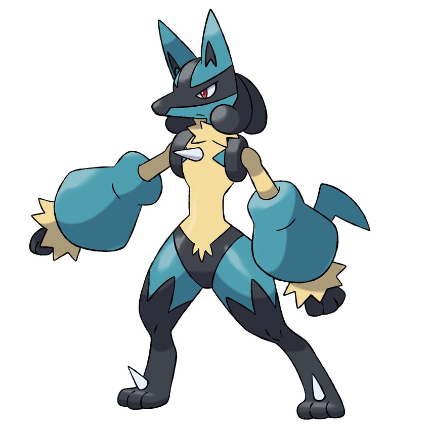 alternate_form ambiguous_gender anthro black_body black_fur blue_body blue_fur chest_spike different_artstyle emulation fur red_eyes simple_background sleeves solo spikes spikes_(anatomy) standing white_background reallydarkandwindie nintendo pokemon generation_4_pokemon lucario pokemon_(species) 1:1 hi_res