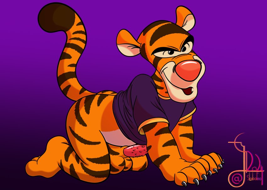 aroused aroused_face bottomless bottomless_male claws clothed clothing genitals male penile_spines penis solo conditional_dnp lobofeo disney pooh's_adventures pooh's_hunny_hunt winnie_the_pooh_(franchise) tigger felid feline mammal pantherine tiger absurd_res hi_res