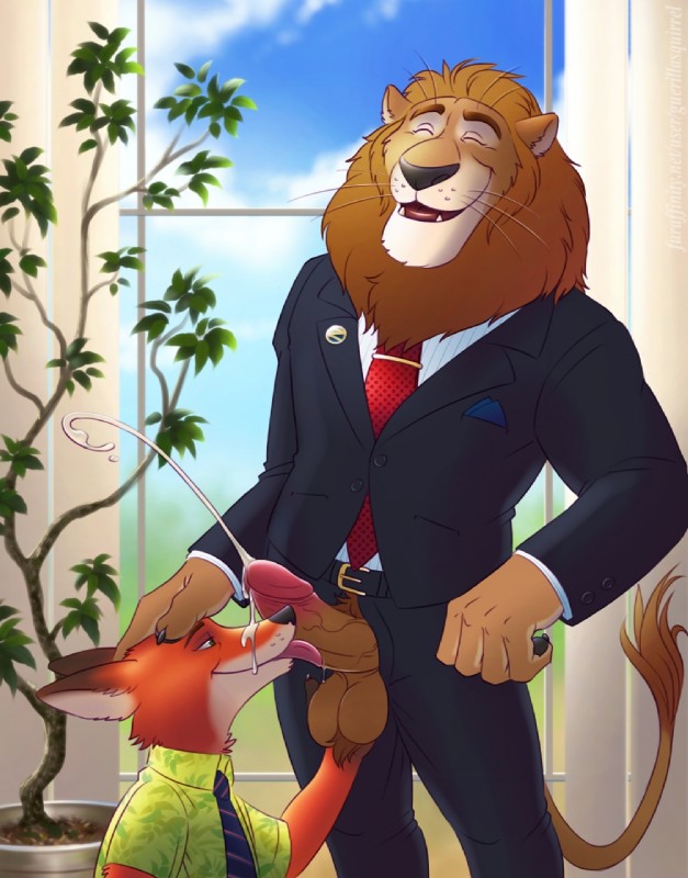 leodore lionheart and nick wilde (zootopia and etc) created by guerillasquirrel