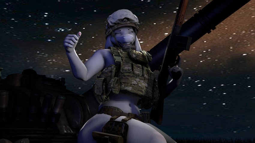 anthro armor army_helmet assault_rifle bulletproof_vest chin_guard combat_helmet female gesture gun hand_gesture headgear helmet military_helmet night outside pose ranged_weapon rifle sitting sitting_on_vehicle sky smile soldier_helmet solo star starry_sky tank thigh_pouch thumbs_up vehicle weapon gchillin40_(artist) undertale undertale_(series) toriel boss_monster_(undertale) bovid caprine goat mammal 16:9 3d_(artwork) digital_media_(artwork) hi_res pinup source_filmmaker_(artwork) widescreen