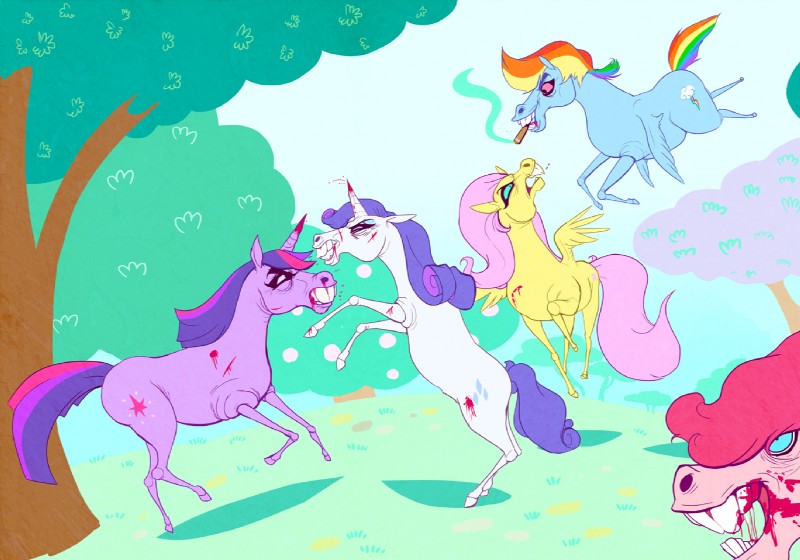 fluttershy, pinkie pie, rainbow dash, rarity, and twilight sparkle (friendship is magic and etc) created by buuya