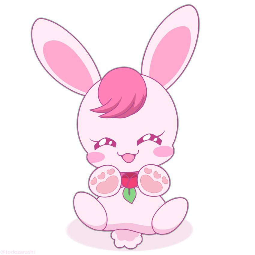 anthro female flower fluffy fluffy_tail fur hair light_body light_fur monotone_body monotone_fur paws pink_body pink_fur pink_hair plant simple_background solo tail todozarashi healin'_good_precure pretty_cure rabirin_(healin'_good_precure) rabirin_(precure) lagomorph leporid mammal rabbit 1:1 hi_res