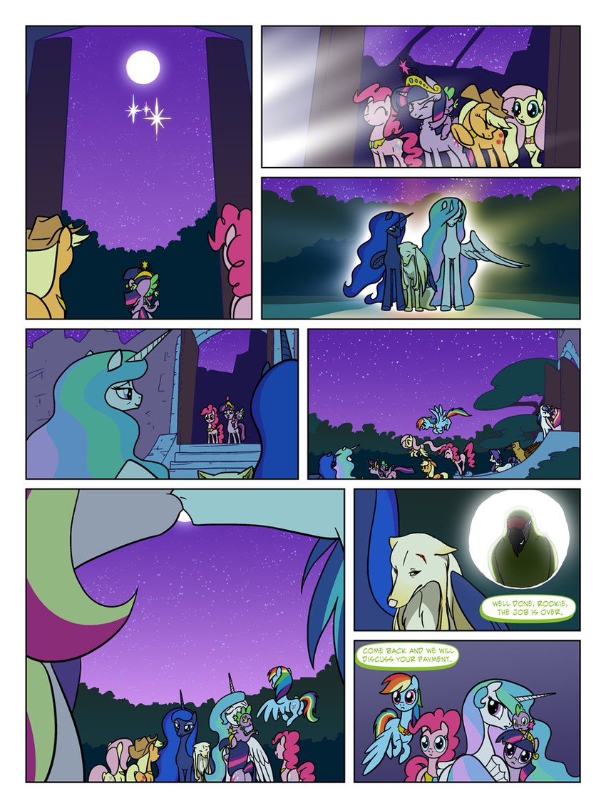 beak bright_light castle_of_the_royal_pony_sisters dialogue female feral flying full_moon glowing head_wound horn husband_and_wife kissing magic male married_couple moon night outside portal star text tired tired_eyes white_light wide_eyed wings arofatamahn friendship_is_magic hasbro my_little_pony mythology applejack_(mlp) arofa_nahmat fluttershy_(mlp) garret_(arofatamahn) mane_six_(mlp) pinkie_pie_(mlp) princess_cadance_(mlp) princess_celestia_(mlp) princess_luna_(mlp) rainbow_dash_(mlp) rarity_(mlp) shining_armor_(mlp) spike_(mlp) twilight_sparkle_(mlp) avian bird canid canine canis dragon earth_pony equid equine gryphon horse mammal mythological_avian mythological_creature mythological_equine mythological_scalie parrot pegasus pony scalie unicorn winged_unicorn wolf 3:4 comic digital_media_(artwork) english_text hi_res sibling_(lore) sister_(lore) sisters_(lore)