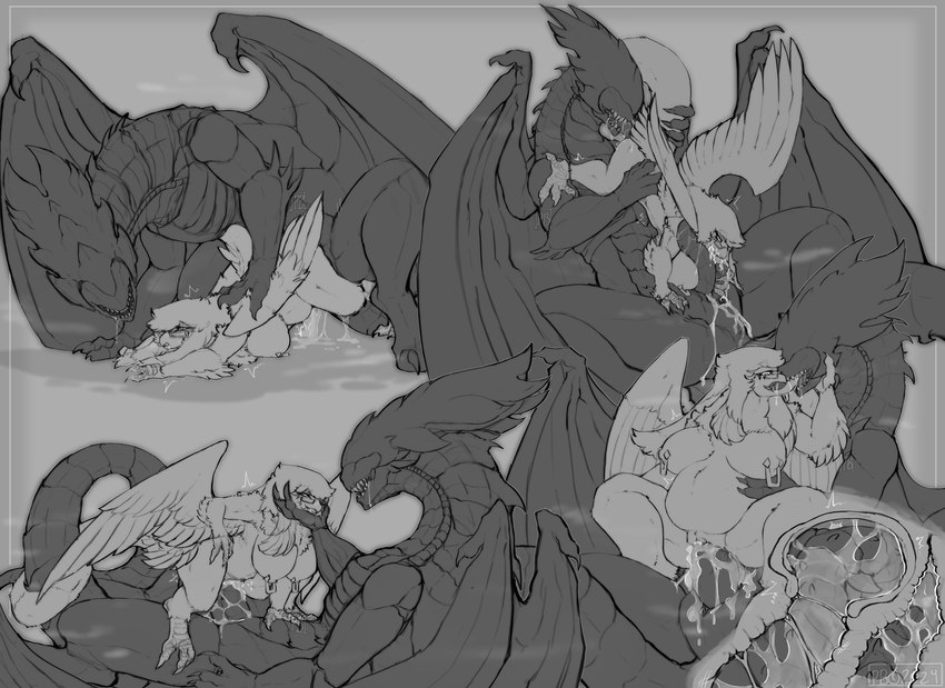 anthro breasts duo female feral male male/female plagueburd alien_(franchise) dark_the_xenodragon olivia_(plagueburd) alien avian bird corvid corvus_(genus) crow hybrid oscine owl passerine raven xenodragon xenomorph absurd_res hi_res