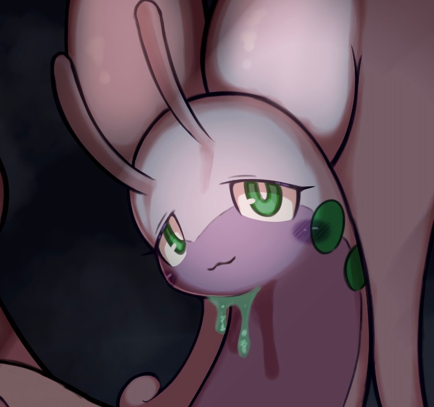 antennae_(anatomy) anthro blush cat_smile eyelashes female green_eyes looking_at_viewer pupils slime solo white_pupils white_sclera hitsuji_cookie nintendo pokemon generation_6_pokemon goodra pokemon_(species) 2024 digital_media_(artwork)