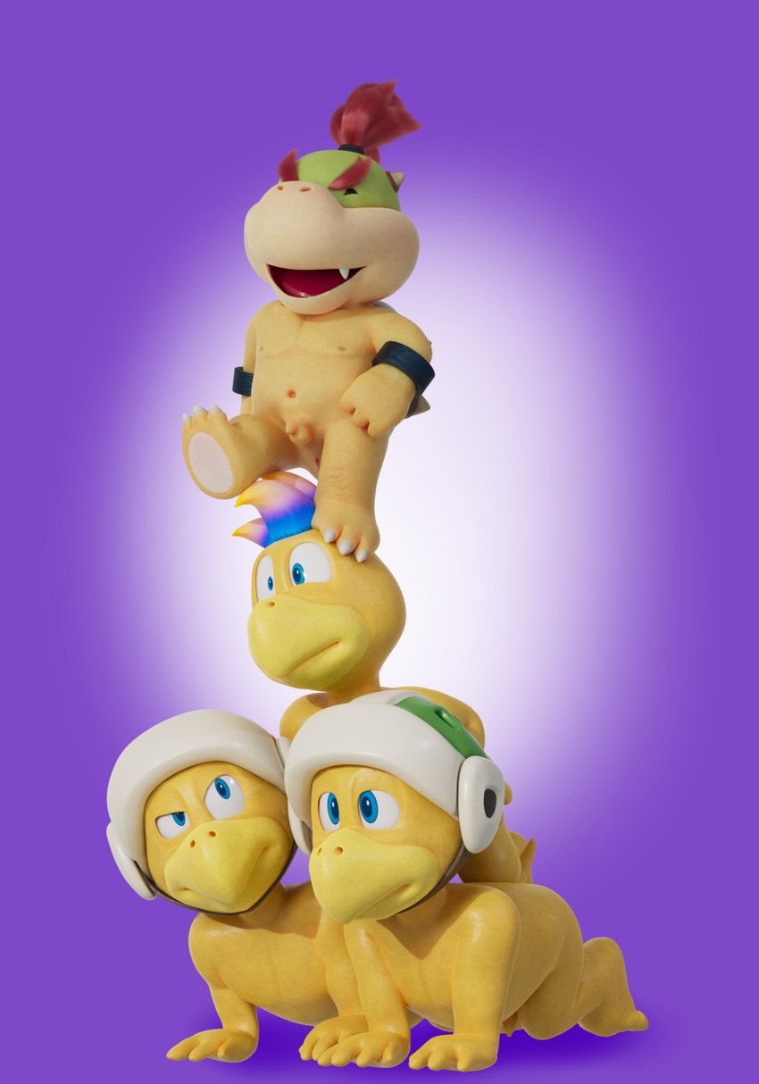 countershade_feet countershading feet flaccid foreskin genitals group kneeling male male/male penis shell-less soles standing_on_another unretracted_foreskin young tribaldragon mario_bros nintendo bowser_jr. boomerang_bro fire_bro hammer_bro koopa reptile scalie turtle 3d_(artwork) digital_media_(artwork) hi_res