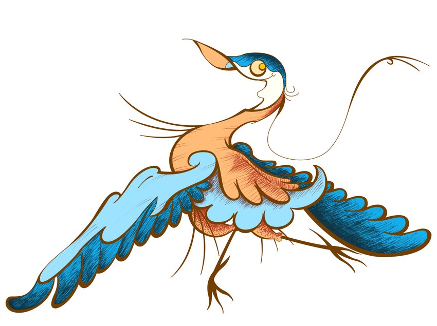 adam's_apple ambiguous_gender beak blue_body blue_feathers feathered_wings feathers feet feral flying hair looking_back orange_body orange_eyes orange_feathers pose simple_background smile solo tail tail_tuft talons toes tuft white_background wings schreckengast avian bird heron pelecaniform 2016 absurd_res digital_media_(artwork) hi_res traditional_media_(artwork)