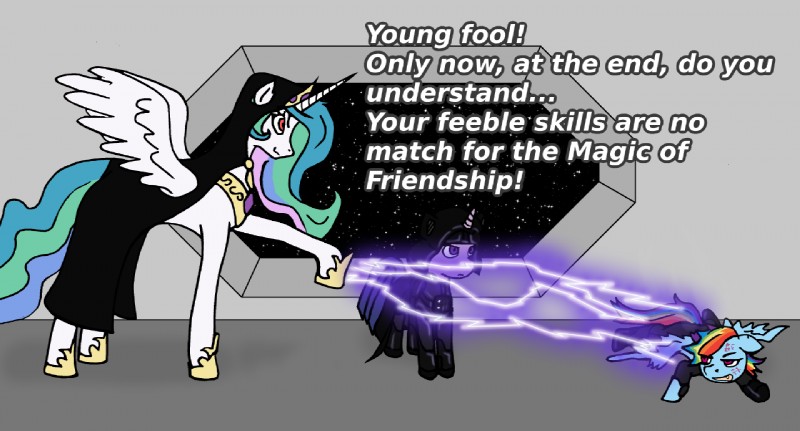 darth vader, princess celestia, rainbow dash, and twilight sparkle (friendship is magic and etc) created by tapewolf