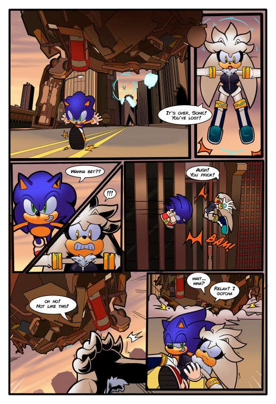 anthro border breasts crossgender dialogue duo female male speech_bubble text white_border superbunnygt sega sonic_the_hedgehog_(series) silver_the_hedgehog sonic_the_hedgehog eulipotyphlan hedgehog mammal absurd_res comic english_text hi_res