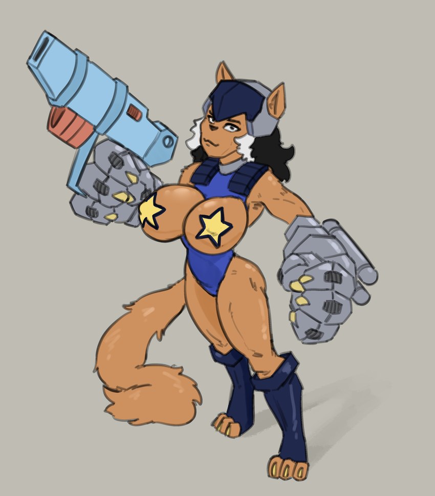 armor big_breasts boots breasts brown_body brown_fur clothing feet female footwear fur gloves gun hair handwear headgear helmet leotard multicolored_hair pasties ranged_weapon shoes solo star_pasties toes weapon stupidgnoll hanna-barbera swat_kats felina_feral domestic_cat felid feline felis mammal 2021 colored hi_res