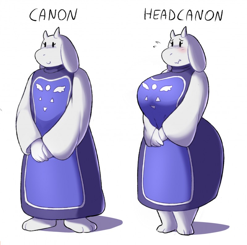 anthro big_breasts blush breasts clothed clothing curvy_figure female female_anthro huge_breasts mature_anthro mature_female simple_background smile solo text white_background fimif undertale undertale_(series) toriel boss_monster_(undertale) bovid caprine mammal hi_res