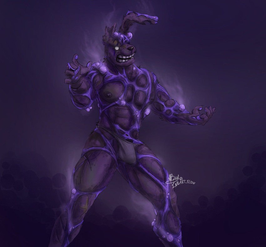 abs anthro areola barazoku biceps bulge clothed clothing gums long_ears looking_at_viewer male manly mostly_nude muscular muscular_anthro muscular_male nipples notched_ear open_mouth pawpads paws pecs purple_background raised_arm simple_background solo speedo standing swimwear teeth thick_thighs toxic toxic_waste triceps underwear white_eyes inkart_flow five_nights_at_freddy's five_nights_at_freddy's_3 five_nights_at_freddy's_ar scottgames springtrap_(fnaf) toxic_springtrap_(fnaf) lagomorph leporid mammal rabbit 2020 hi_res