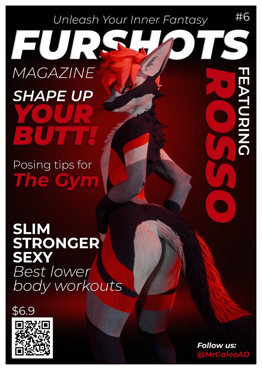 anthro border butt fictional_magazine_cover fur hair magazine male pose qr_code simple_background solo text white_border mrgaleo blender_cycles furshots canid canine mammal rexouium 3d_(artwork) absurd_res blender_(artwork) cover digital_media_(artwork) english_text hi_res magazine_cover