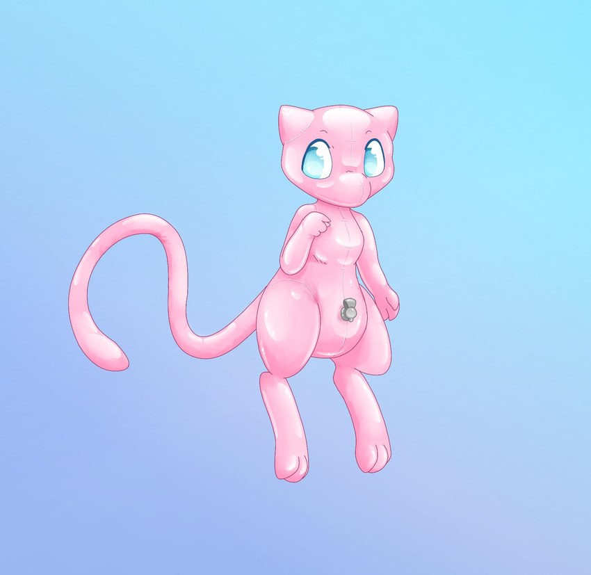 ambiguous_gender blue_background blue_eyes featureless_crotch feral floating glistening glistening_body glistening_eyes gradient_background inflatable monotone_body nozzle pink_body simple_background solo tail mintychipart nintendo pokemon animate_inanimate generation_1_pokemon legendary_pokemon living_inflatable mew_(pokemon) pokemon_(species) 2022 digital_drawing_(artwork) digital_media_(artwork) hi_res krita_(artwork) shaded