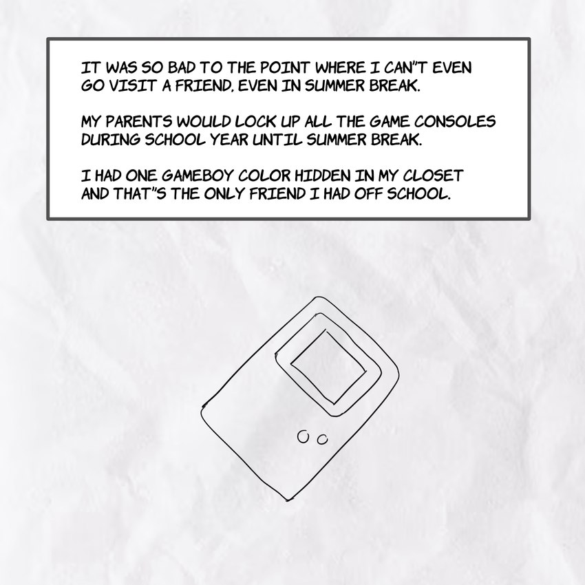 electronics game_boy_console game_console handheld_console paper_background text zero_pictured fenrirwolfen game_boy game_boy_color game_boy_family nintendo 1:1 2024 english_text hi_res monochrome