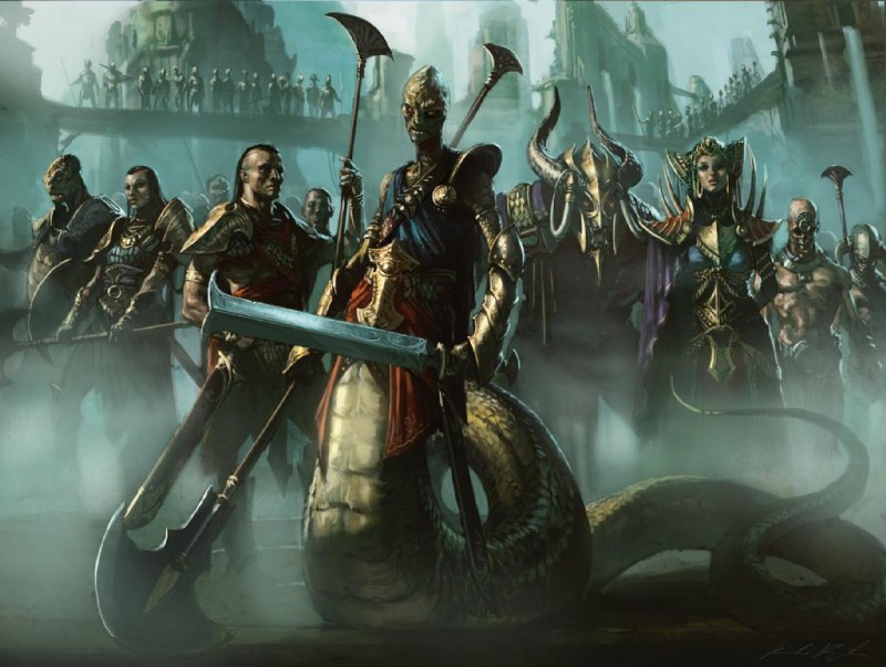 apode armor army city cityscape female fog front_view group headdress holding_melee_weapon holding_object holding_sword holding_weapon legless male melee_weapon monk's_spade perspective serpentine standing sword weapon karl_kopinski hasbro magic:_the_gathering wizards_of_the_coast catfolk demon draconcopode felid human mammal naga pantherine rakshasa_(magic:_the_gathering) reptile scalie snake sultai tiger undead zombie dark_theme official_art