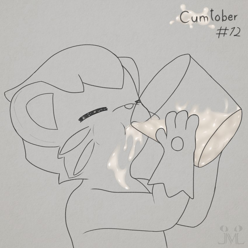 ambiguous_gender anthro bodily_fluids cum cum_container cum_in_mouth cum_inside drinking drinking_cum erection excessive_cum excessive_genital_fluids genital_fluids solo jonatanm luxro lewxen mammal 1:1 hi_res