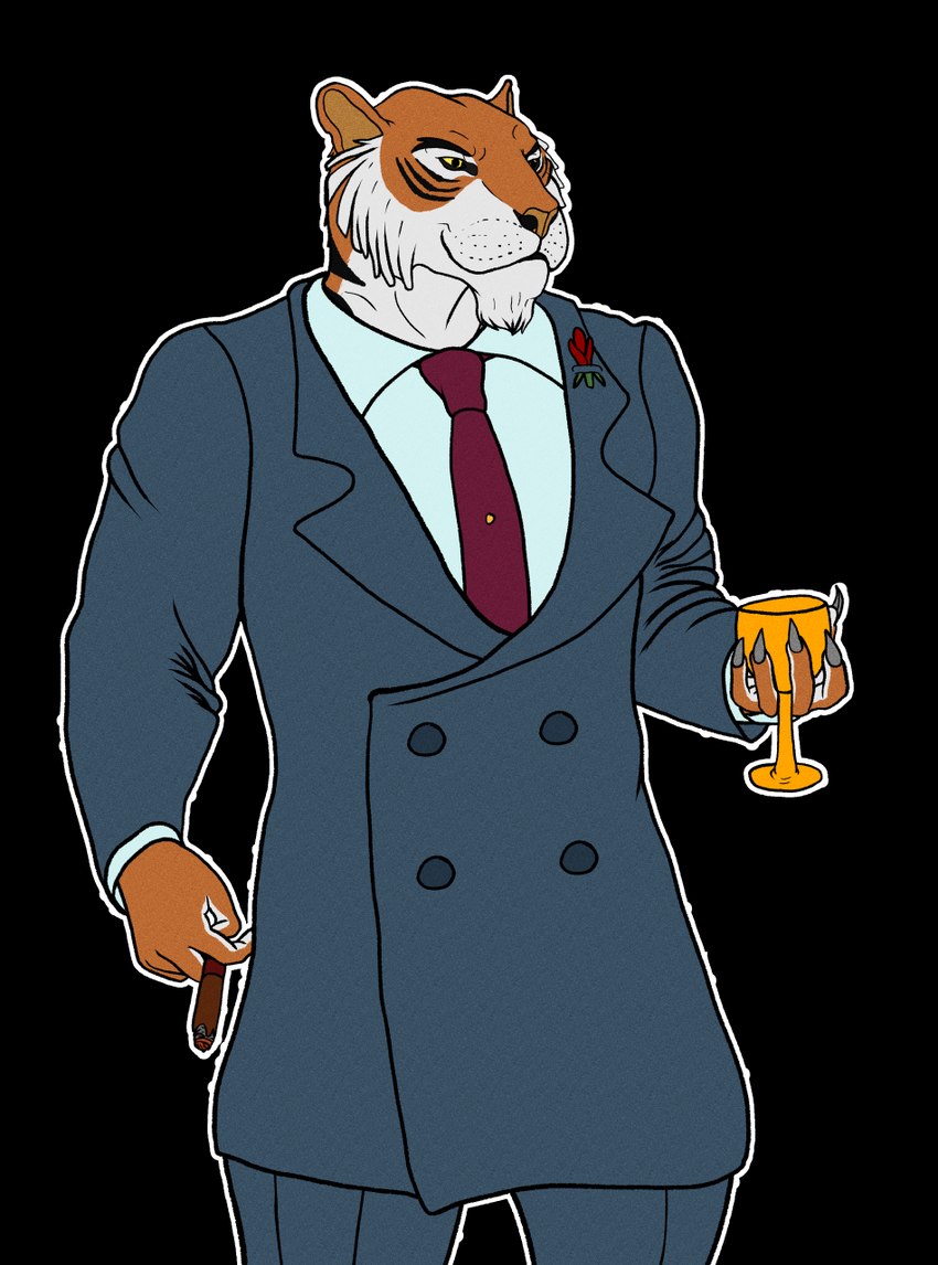 anthro beverage cigar claws clothing coat container cup male necktie simple_background smoking smoking_cigar suit topwear transparent_background trenchcoat rebeldragon101 disney talespin shere_khan bengal_tiger felid feline mammal pantherine tiger alpha_channel hi_res