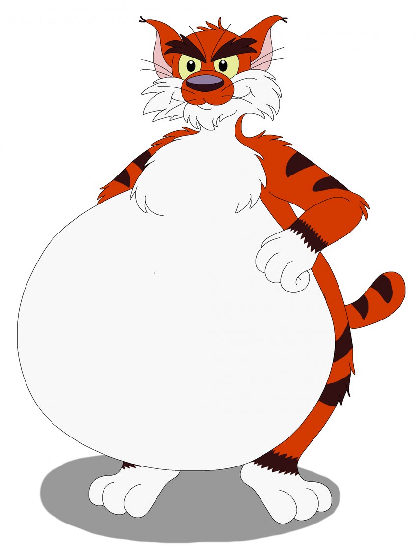 3_toes 4_fingers anthro belly black_eyebrows black_nose black_stripes cheek_tuft eyebrows facial_tuft feet fingers fur inflated_belly inflation looking_at_viewer male orange_body orange_fur scut_tail short_tail simple_background solo stripes tail thick_eyebrows toes tuft whiskers white_background white_belly white_body white_fur yellow_sclera mcsaurus adventures_from_the_book_of_virtues pbs socrates_the_bobcat bobcat felid feline lynx mammal digital_drawing_(artwork) digital_media_(artwork) hi_res