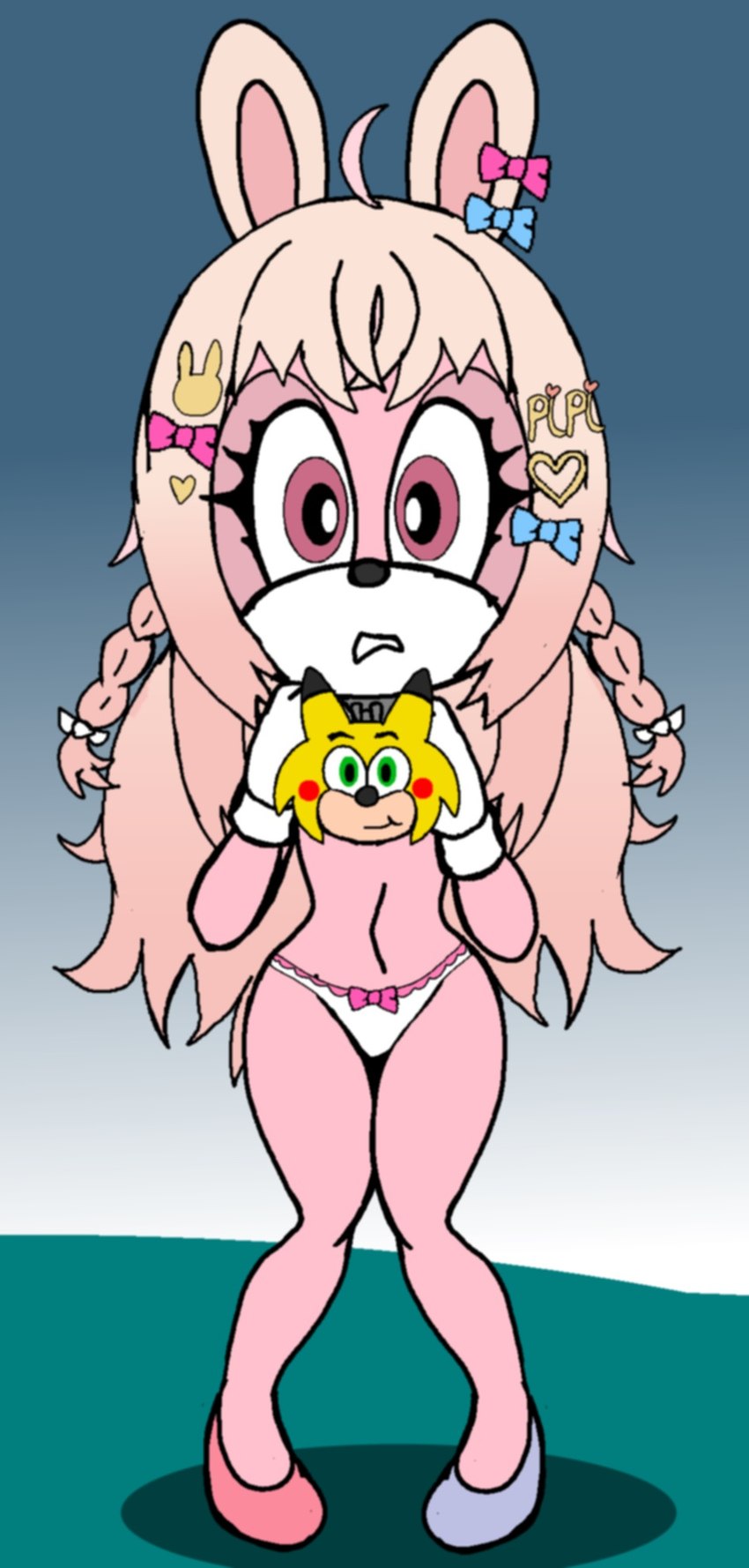 anthro bow_panties bow_underwear clothing female panties solo sonichu_medallion underwear white_clothing white_panties white_underwear nidrog sega sonic_the_hedgehog_(series) sonichu_(series) pipkin_pippa hi_res