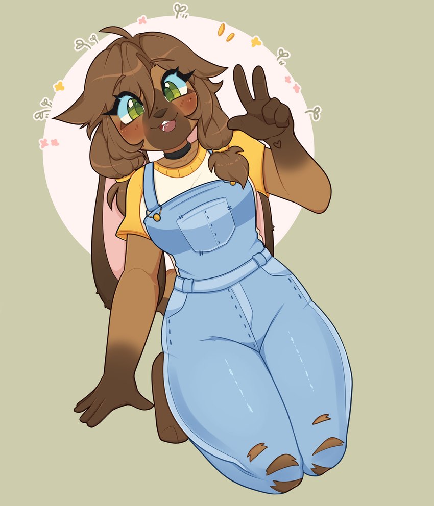 anthro clothing female hair overalls shirt solo topwear mistysnugglebug lagomorph leporid mammal rabbit absurd_res hi_res