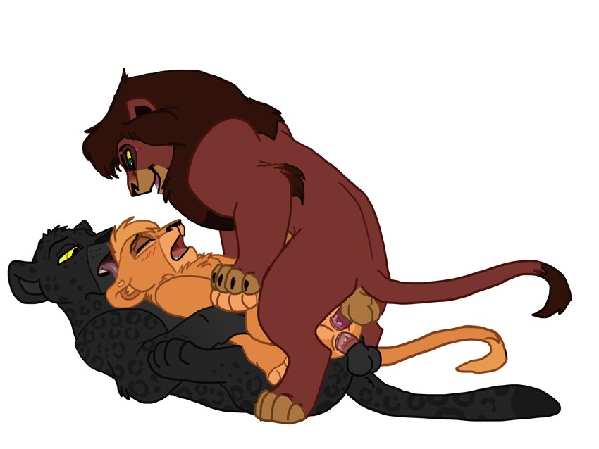 anal anal_penetration blush female feral from_behind_position from_front_position group licking looking_pleasured male male/female open_mouth penetration sex tongue tongue_out trio vaginal vaginal_penetration hailberry disney the_lion_king kovu_(the_lion_king) felid leopard lion mammal pantherine 2025 4:3 absurd_res hi_res