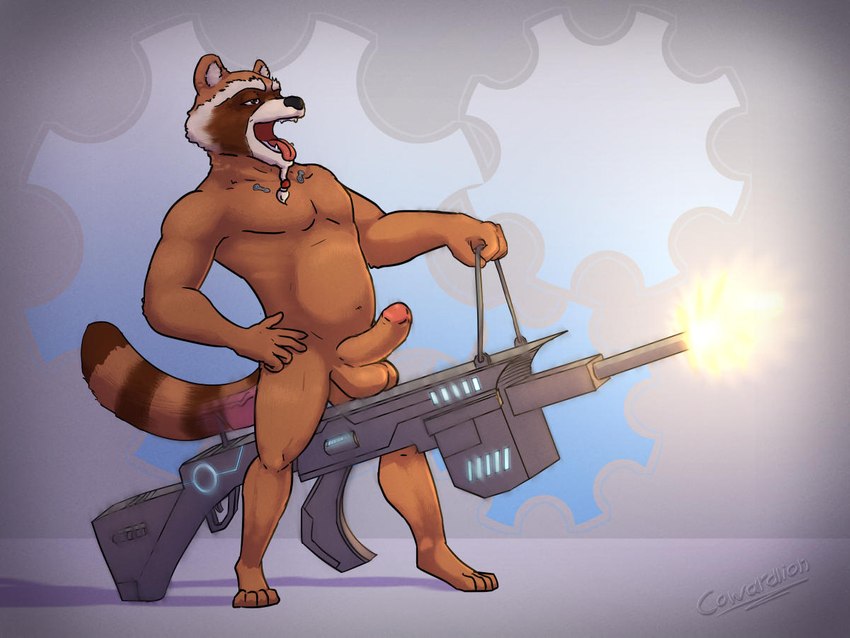 balls dildo genitals gun humanoid_genitalia humanoid_penis male nude penis ranged_weapon sex_toy shooting solo standing weapon cowardlion guardians_of_the_galaxy marvel rocket_raccoon mammal procyonid raccoon 4:3