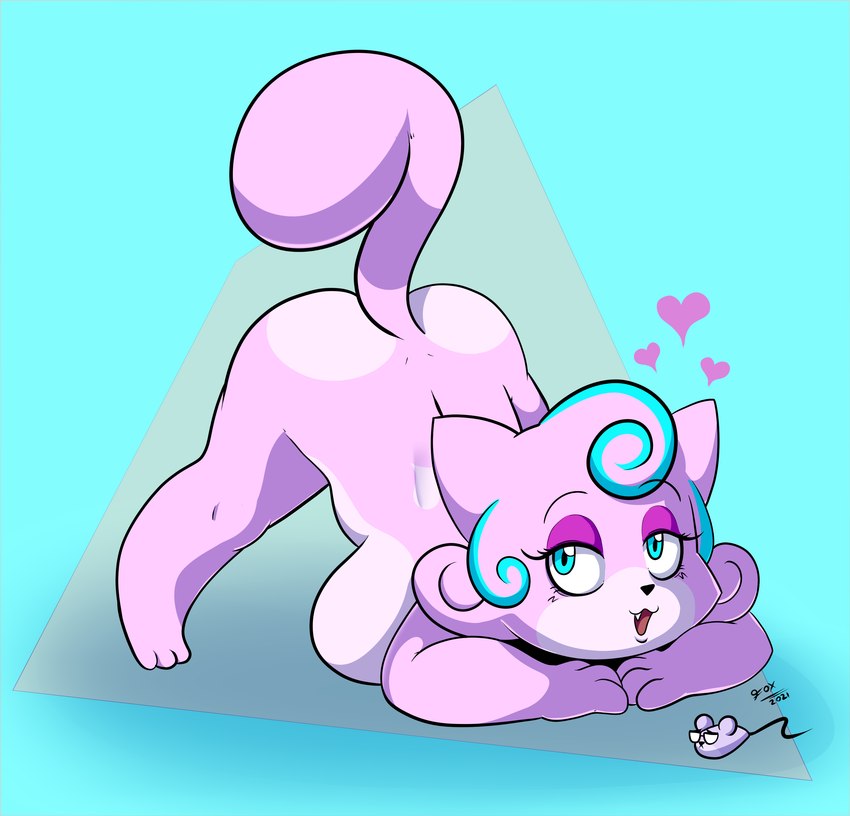 :3 anthro ass_up big_breasts breasts cat_toy eyeshadow female heart_symbol huge_breasts jack-o'_pose looking_at_viewer makeup nude open_mouth open_smile pose simple_background smile solo f0xb0y01 cotton_(f0xb0y) domestic_cat felid feline felis mammal absurd_res hi_res