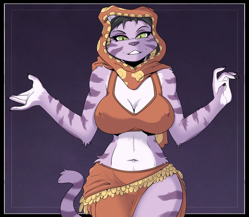 anthro black_body black_fur black_hair black_nose breasts cleavage clothed clothing female fur group hair hood navel nipple_outline purple_body purple_fur purple_hair smile striped_body striped_fur stripes teeth third-party_edit yawg sly_cooper_(series) sony_corporation sony_interactive_entertainment sucker_punch_productions captain_neyla felid feline felis mammal pantherine tiger 2023 hi_res