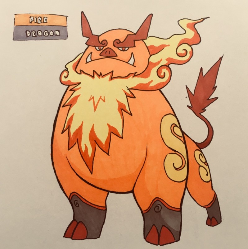 2_toes :< alternate_color ambiguous_gender black_body black_markings brown_nose brown_tail cloven_hooves eyebrows fangs feet feral feralized fire flaming_hair flaming_mane front_view frown hooves leg_markings markings multicolored_body orange_body pig_nose pseudo_hair pseudo_mane quadruped red_body red_eyes red_hooves shadow simple_background socks_(marking) solo standing stare tail tail_tuft teeth text thick_eyebrows toes toony tuft tusks white_background yellow_body yellow_markings marco_fanjul fakemon firefightdex nintendo pokemon emboar generation_5_pokemon mammal pokemon_(species) suina 2018 english_text full-length_portrait hi_res marker_(artwork) mixed_media pen_(artwork) portrait traditional_media_(artwork)