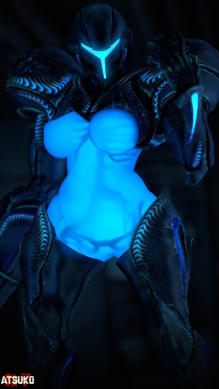 armor big_breasts big_butt black_armor blue_body blue_skin bone breasts butt female not_furry rib_cage skeleton solo translucent translucent_body translucent_body_parts atsukosfm_(artist) metroid metroid_prime nintendo dark_samus alien alien_humanoid goo_creature goo_humanoid humanoid metroid_(species) 3d_(artwork) 4k 9:16 absurd_res digital_media_(artwork) hi_res