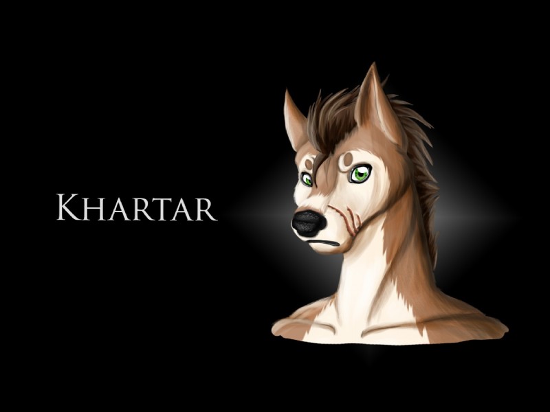 anthro black_background green_eyes looking_at_viewer male scar simple_background solo ascar_angainor khartar canid canine canis domestic_dog husky mammal nordic_sled_dog spitz 2016 4:3