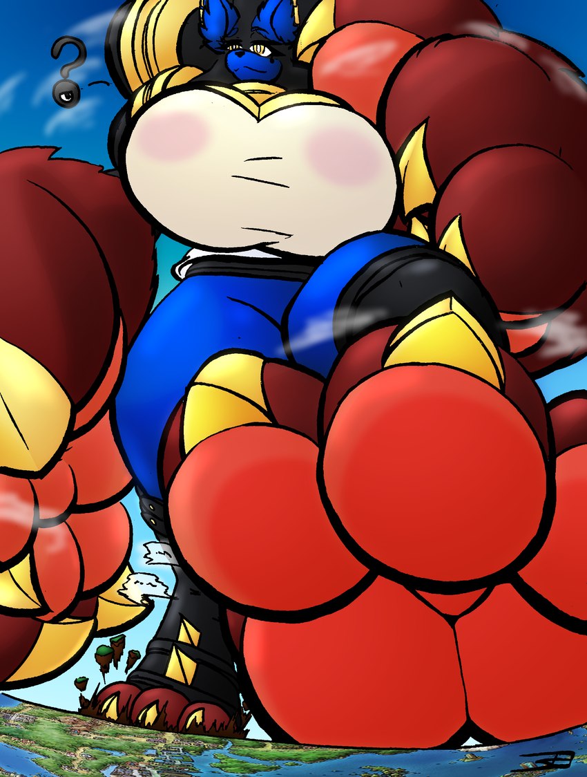 anthro big_breasts big_feet big_hands breasts clothing club_arms feet female giga huge_breasts huge_feet huge_hands hyper hyper_breasts hyper_hands macro pawpads pupils solo walking white_pupils yellow_eyes neoclassical_succubus nintendo pokemon cathy_(neoclassical_succubus) generation_4_pokemon lucario pokemon_(species) absurd_res digital_media_(artwork) hi_res