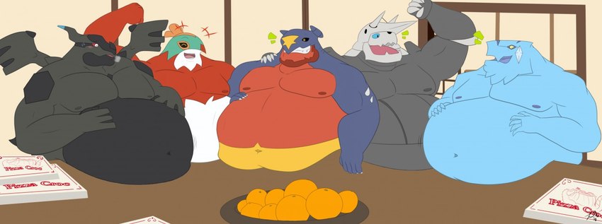 belly chubbylizard group male overweight overweight_male pika13 slightly_chubby sumo nintendo pokemon aggron avalugg garchomp generation_3_pokemon generation_4_pokemon generation_5_pokemon generation_6_pokemon hawlucha legendary_pokemon pokemon_(species) zekrom