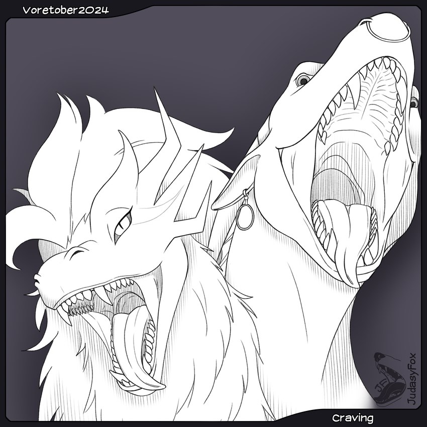 duo looking_at_viewer mouth_shot open_mouth judasyfox mythology voretober dragon mythological_creature mythological_scalie scalie 1:1 absurd_res hi_res