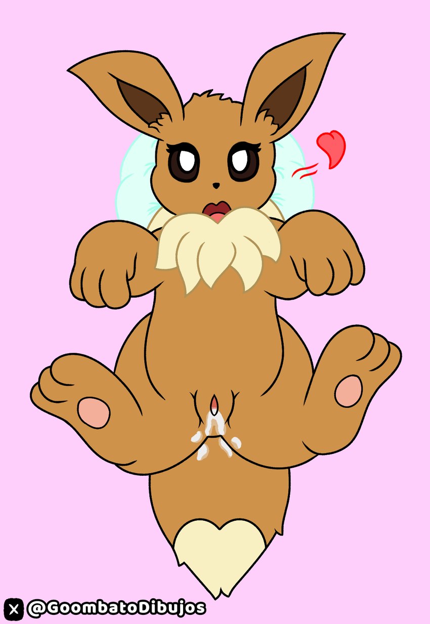 bodily_fluids cum cum_in_pussy cum_inside female feral genital_fluids genitals pussy solo goombato_dibujos nintendo pokemon eevee generation_1_pokemon pokemon_(species) hi_res