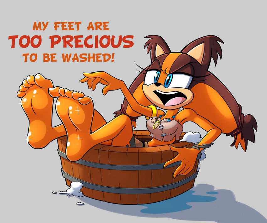 anthro barefoot feet female foot_fetish foot_focus humanoid_feet plantigrade soles solo toes wigmania sega sonic_boom sonic_the_hedgehog_(series) sticks_the_jungle_badger badger mammal mustelid musteline absurd_res hi_res