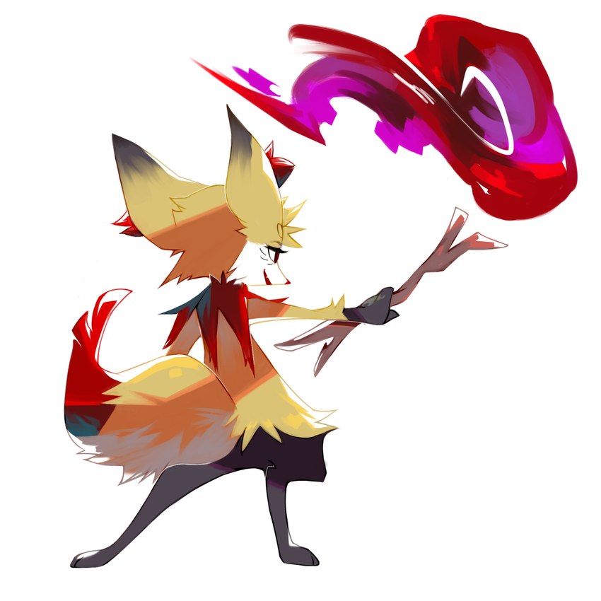 3_toes 4_fingers anthro black_body black_fur cute_fangs fangs feet fingers fire fur head_tuft inner_ear_fluff male open_mouth paws red_body red_eyes red_fur simple_background solo stick teeth toes tuft white_background yellow_body yellow_fur aishasoup nintendo pokemon fang_(braixen) braixen generation_6_pokemon pokemon_(species) 1:1 colored_sketch hi_res sketch