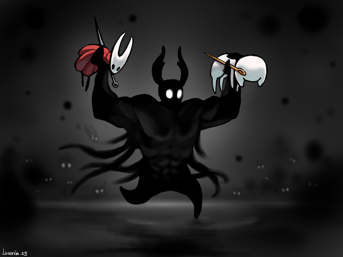 2_horns ambiguous_gender biped black_eyes cloak clothing empty_eyes group holding_another horn male melee_weapon muscular red_cloak red_clothing text trio_focus weapon white_body white_eyes white_text lucaniamc hollow_knight:_silksong hollow_knight_(franchise) team_cherry hollow_knight_(character) hornet_(hollow_knight) lace_(hollow_knight:_silksong) the_knight_(hollow_knight) arthropod humanoid shadow_creature sibling_(hollow_knight) 2025 4:3 english_text signature half_sister_(lore) sibling_(lore) sister_(lore)