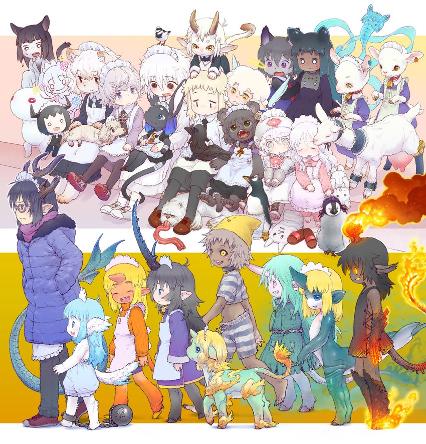 absolutely_everyone ambiguous_gender anthro clothing female feral group iron_ball large_group maid_apron maid_headdress maid_uniform sitting tail uniform walking 4n asian_mythology chinese_mythology east_asian_mythology futaba_channel korean_mythology mythology nijiura_maids batsu-san chibinaria chichikusai-san chinjuu dr._maid_kirai dr._maid_suki fire_zebra hitsujy-san ikinikui-san issho_ni_netai-san jaguarundi-san kabai-san kaichi-san kakiyasui-san karasu_no_gyouzui-san kasugai-san kirin-san kuro_gaoru marin-san mirin-san moroi-san nekonaria nerimono orirarenai-san ouryuu-san pengintou samayoel sarin-san sawarigokochi_ii-san sentai-san_(white) sosei-san tenma-san tobanai-san tobenai-san yagy-san animal_humanoid anubian_jackal avian bird bovid canid canine canis caprine cat_humanoid cetacean chimera corvid corvus_(genus) crow deity dolphin domestic_dog dragon dragon_humanoid eastern_dragon eastern_dragon_humanoid elemental_creature emperor_penguin equid felid felid_humanoid feline feline_humanoid flatworm giraffe giraffid goat human humanoid jackal jaguarundi kirin living_drawing mammal mammal_humanoid marine metal_creature mineral_fauna monster motacillid mythological_creature mythological_scalie oscine passerine penguin planarian scalie sheep tianma toothed_whale unknown_species wagtail white_wagtail xiezhi yinglong 2017 hi_res