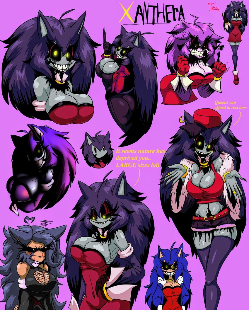 abdominal_scar angry big_breasts black_clothing black_dress black_sclera bracelet breasts cleavage clothed clothing collar crossgender crying_blood dress duo female grey_body grey_skin hair hedgehog_ears jacket jewelry jmccormick long_hair looking_at_another looking_at_viewer looking_down looking_up milady_x_(jmc) navel personification purple_hair red_clothing red_dress red_jacket red_topwear ring scar size_transformation smile smiling_at_viewer tail teeth text topwear transformation xanthera_(jmc) xanthus_(sonic.exe) yellow_eyes jmcchannel sonic.exe_(creepypasta) lord_x human mammal english_text hi_res sibling_(lore) sister_(lore) sisters_(lore)