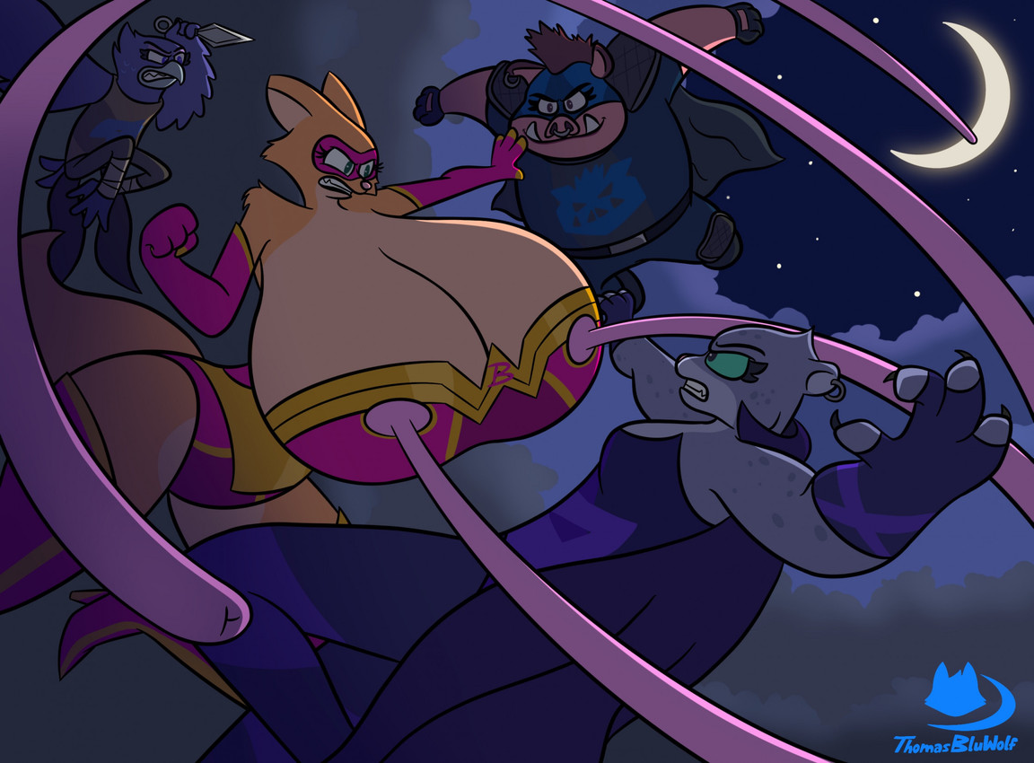 anthro armwear big_breasts bodysuit boots breasts cape clothing elastic elastic_nipples elbow_gloves eye_mask female footwear gloves group handwear huge_breasts hyper hyper_breasts legwear leotard mask night shoes skinsuit sports_mask sportswear stretchy superhero superhero_costume supervillain supervillain_costume thigh_boots thigh_highs tight_clothing wrestling_mask thomasbluewolf dreamworks the_bad_guys diane_foxington doom_(the_bad_guys) kitty_kat_(the_bad_guys) pigtail_(the_bad_guys) avian bird canid canine corvid corvus_(genus) felid fox mammal oscine pantherine passerine raven snow_leopard suid suine sus_(pig) wild_boar hi_res