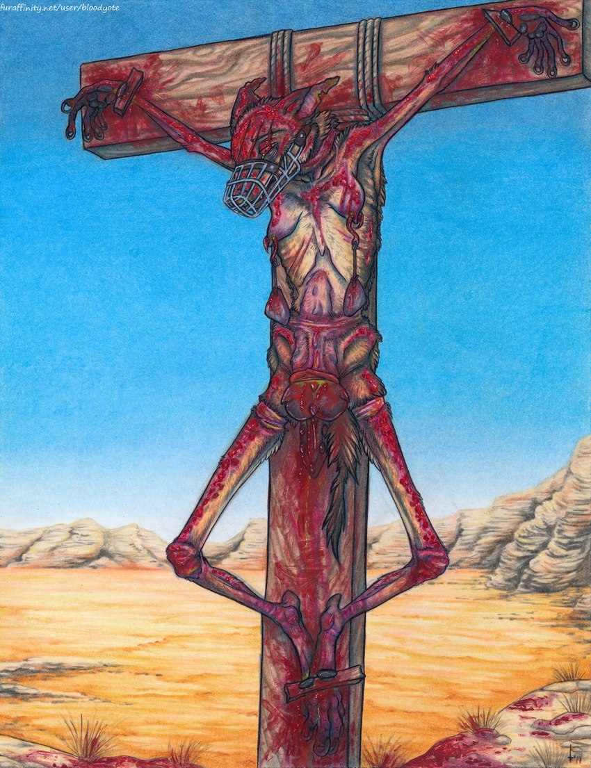 abdominal_bulge agonizing agony anthro arm_torture blood blood_on_arm blood_on_arms blood_on_body blood_on_chest blood_on_face blood_on_ground blood_on_hand blood_on_head blood_on_leg bodily_fluids bound breast_stretching breast_torture breasts cornu_(device) cross crucifixion digit_ring dying emaciated excessive_blood exposed_breasts eyes_closed feet feet_tied feet_together feet_together_knees_apart female finger_torture fixed_toy foot_torture forced forced_asphyxiation forced_bondage forced_exposure forced_insertion forced_muzzle forced_penetration forced_pussy_torture forced_spreading forced_spreading_legs forced_vaginal genital_torture gore gore_focus hand_piercing hand_torture hands_tied hanging_by_arms hanging_by_feet hanging_by_wrists humiliation jewelry limb_torture lowered_head muzzle_(object) muzzled nailed nails nipple_piercing nipple_torture nipples nude nude_anthro nude_female on_display pain penetration piercing public public_execution public_exposure public_humiliation public_nudity pussy_torture rape resigned_to_fate ring rope rope_around_neck snuff solo starvation starved starving stretched_pussy toe_ring toes torture torture_device toy unwanted_exposure unwanted_penetration vaginal vaginal_penetration weights withered wood toots canid canine canis coyote mammal 2020 hi_res